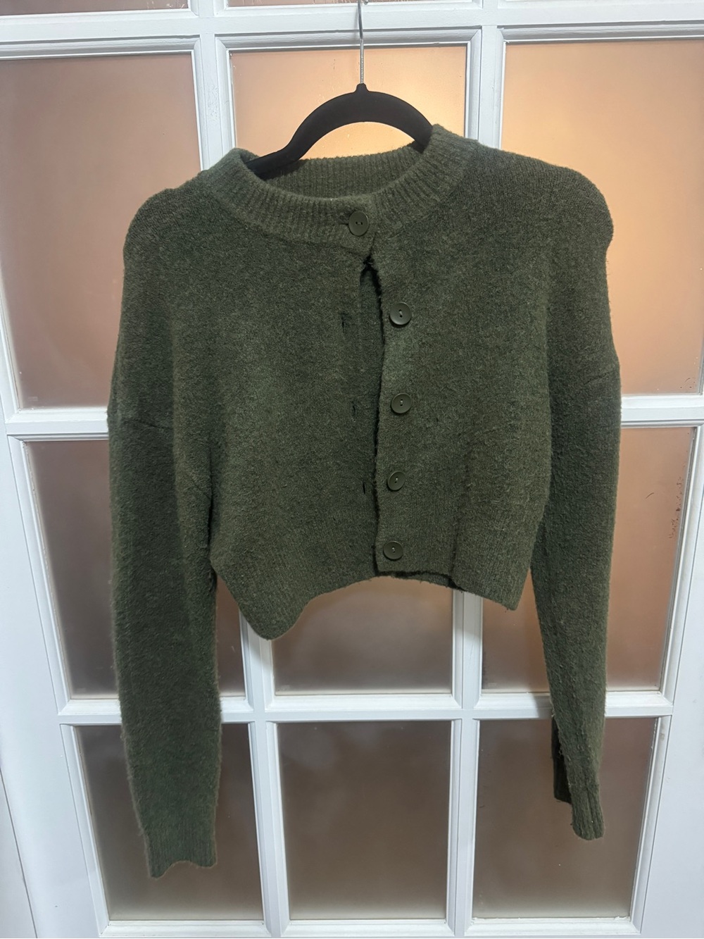 Zara cropped button up cardigan - green